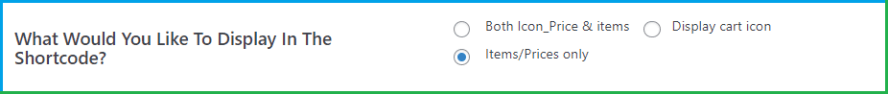 Cart menu configuration bar