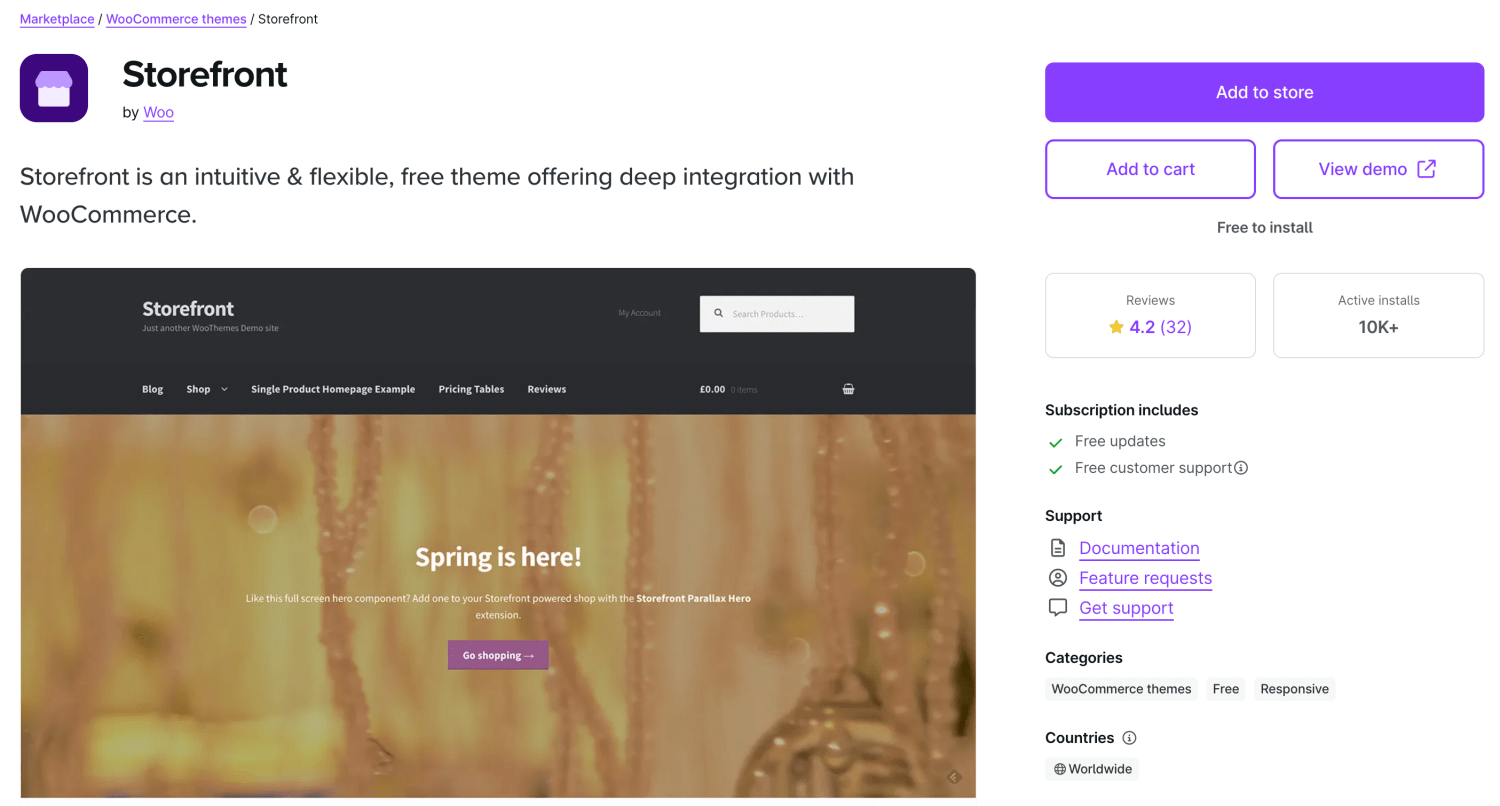 The WooCommerce Storefront theme